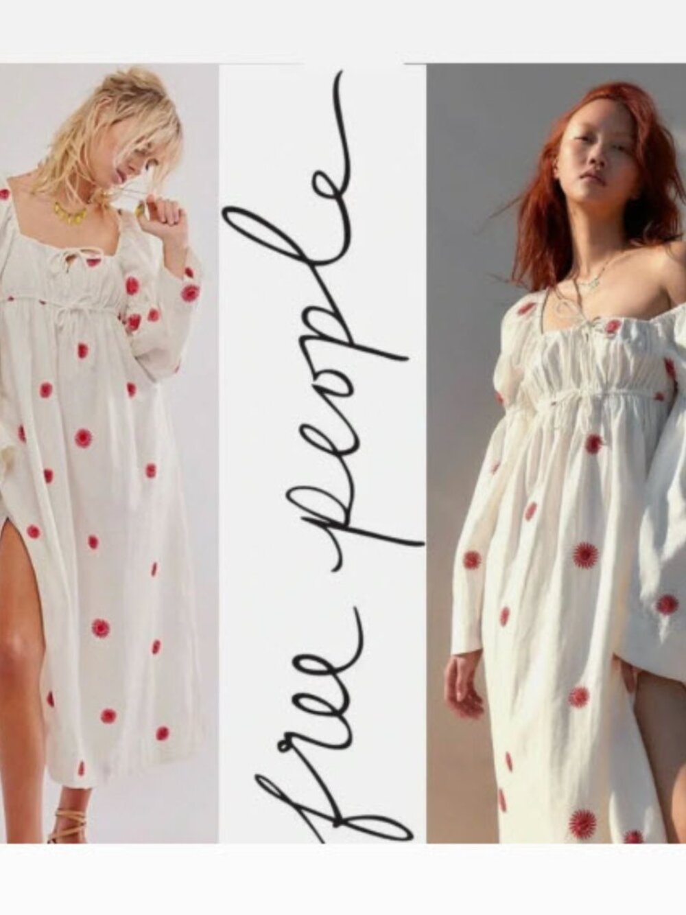 NWOT Free People Emory Embroidered Midi Dress SMALL